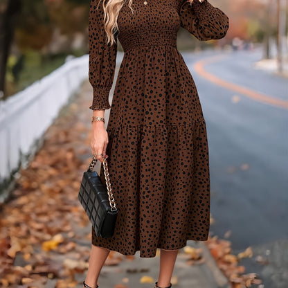 Women's Clothing Leopard Print Long Sleeve Dress